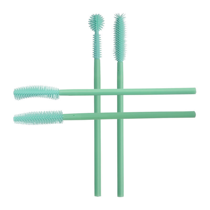 Disposable Mint Green Silicone Eyelash Brushes, 50pcs Portable Mascara Wands, Makeup Lash Curling Brushes Beauty Tool