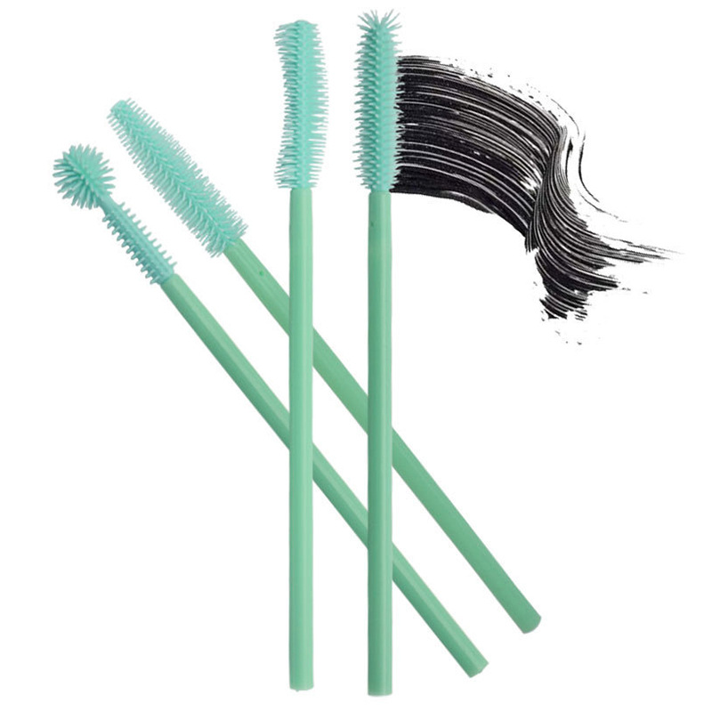 Disposable Mint Green Silicone Eyelash Brushes, 50pcs Portable Mascara Wands, Makeup Lash Curling Brushes Beauty Tool