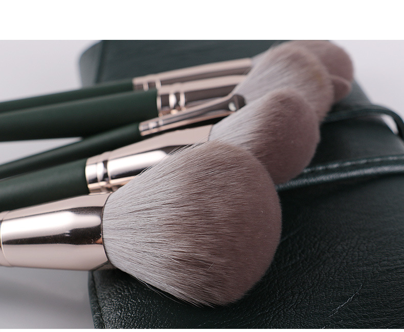 14PCS Green Makeup Brush Set Soft Bristles Wooden Handle Professional Cosmetic Brushes Full Kit