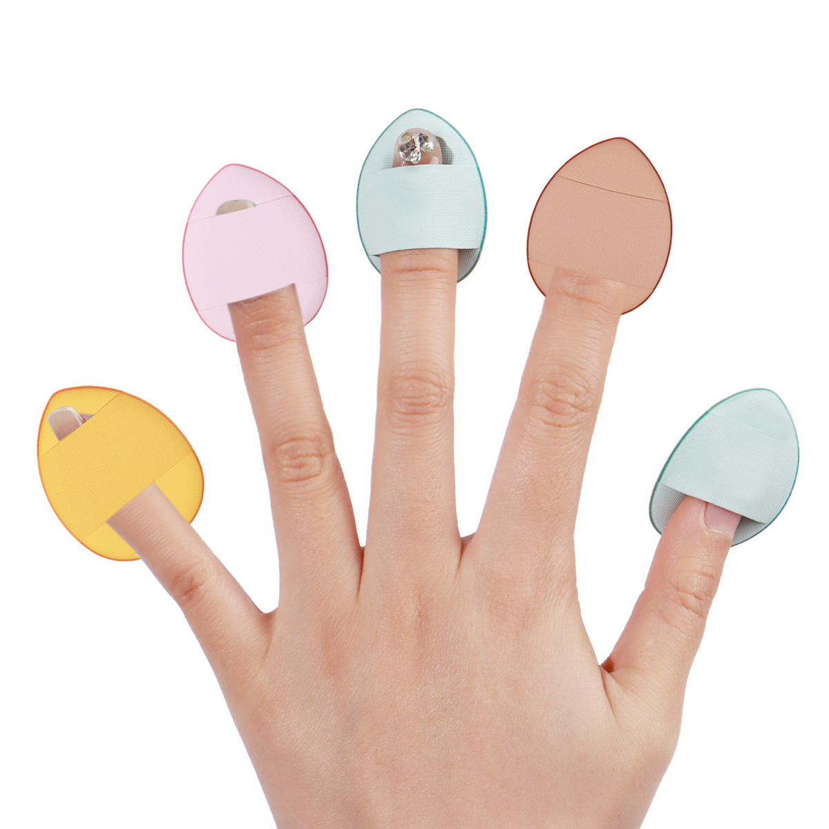Finger Puff Thumb Cushion Concealer Fingertip Mini Slipper Shape Setting Powder Puff, 12pcs Mini Makeup Finger Puffs with Box