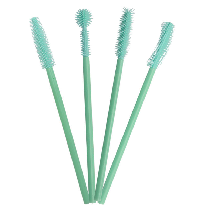 Disposable Mint Green Silicone Eyelash Brushes, 50pcs Portable Mascara Wands, Makeup Lash Curling Brushes Beauty Tool
