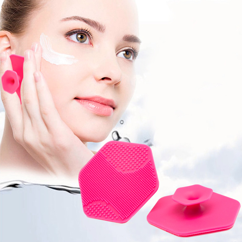 Hot Selling Silicone Hexagon Facial Cleansing Brush with Suction Cup, Manual Face Wash Brush for Blackhead Removal