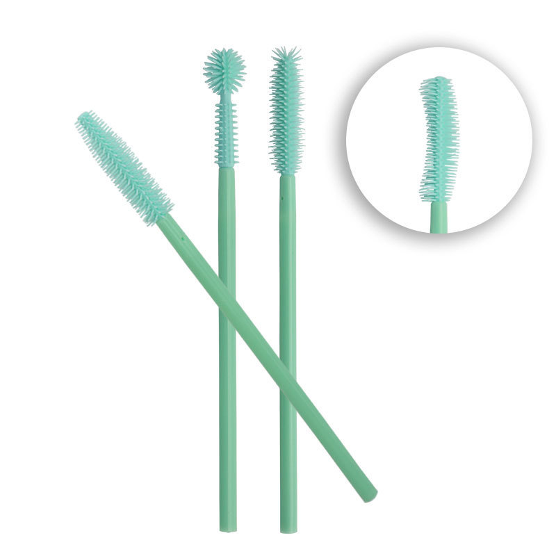Disposable Mint Green Silicone Eyelash Brushes, 50pcs Portable Mascara Wands, Makeup Lash Curling Brushes Beauty Tool