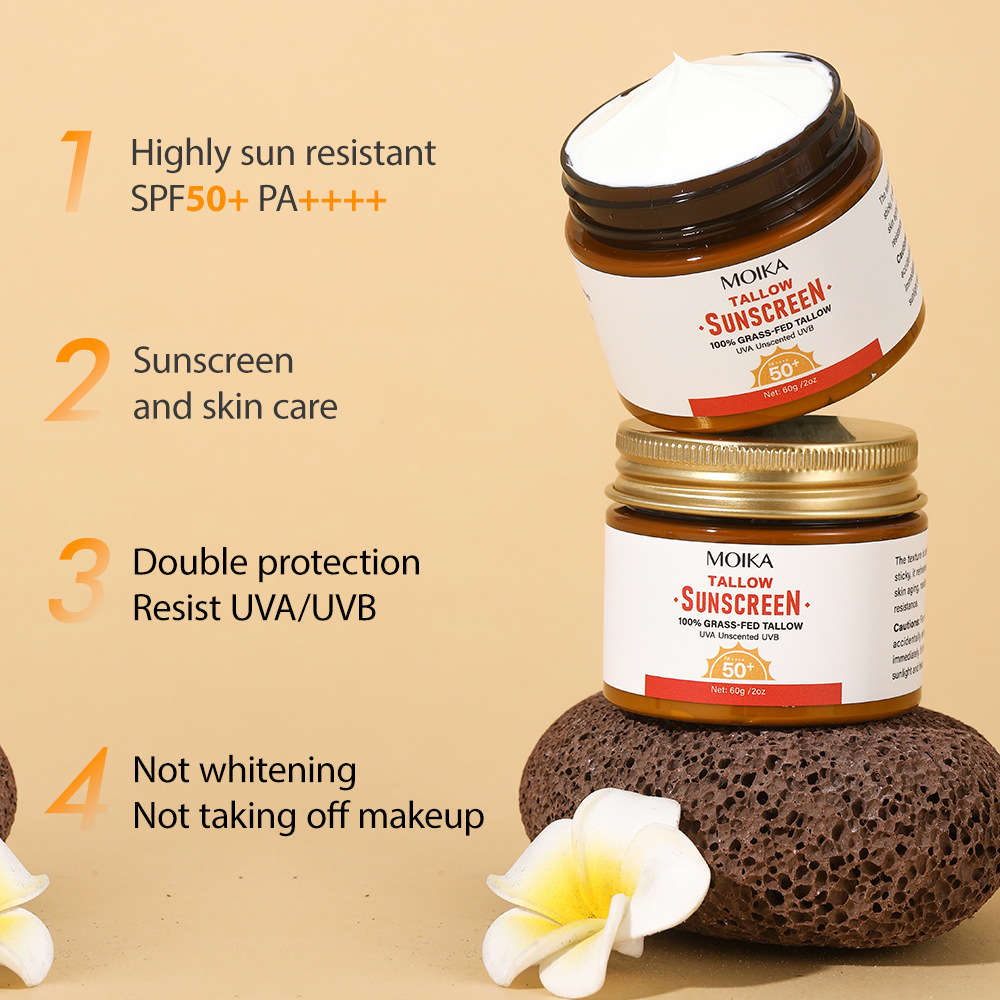 60g Tallow Zinc Mineral Sunscreen SPF 50+ Moisturizer, Face & Body Sunblock
