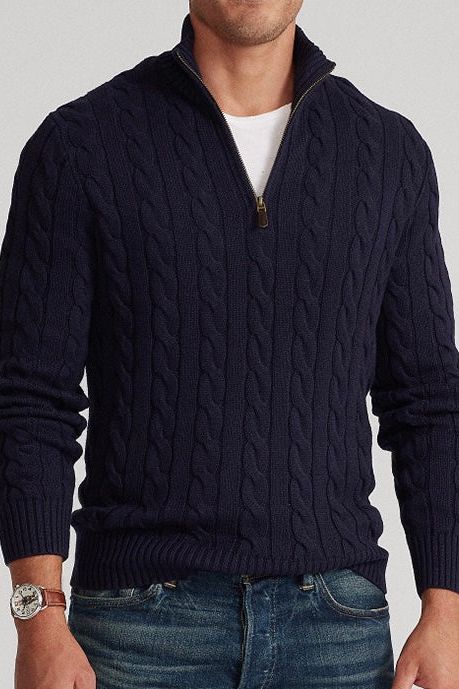 TAEBAEK Zipped Cable Sweater