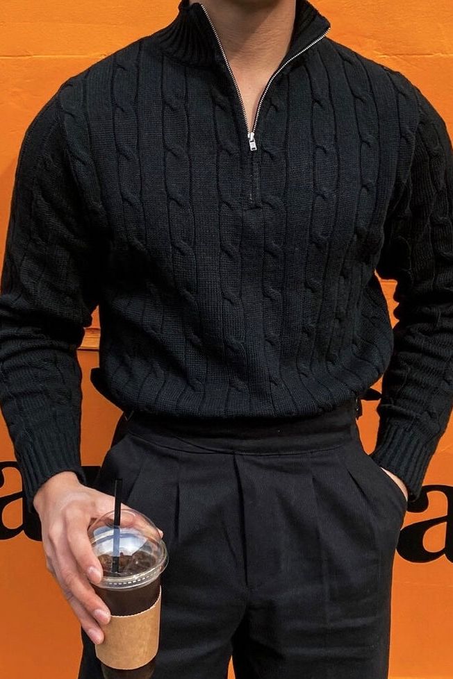 GWANGJU Cable Half Zip Sweater