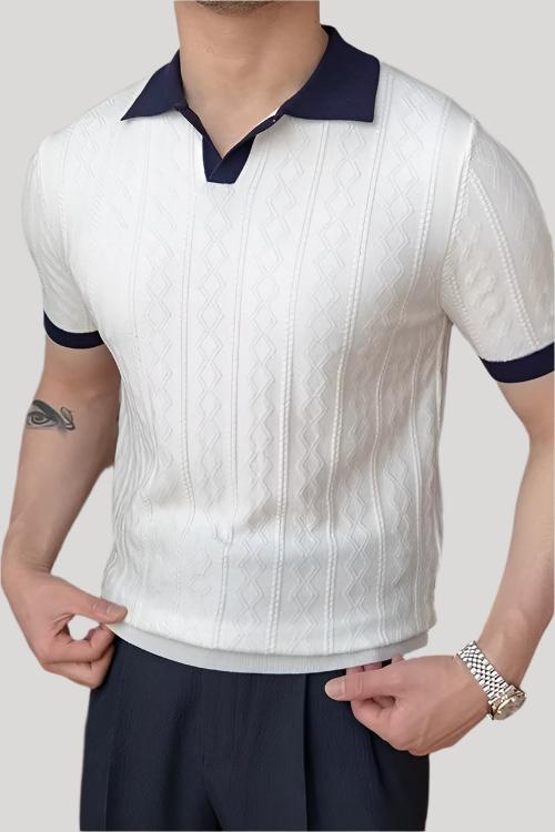 SOKCHO Cable Knit Polo