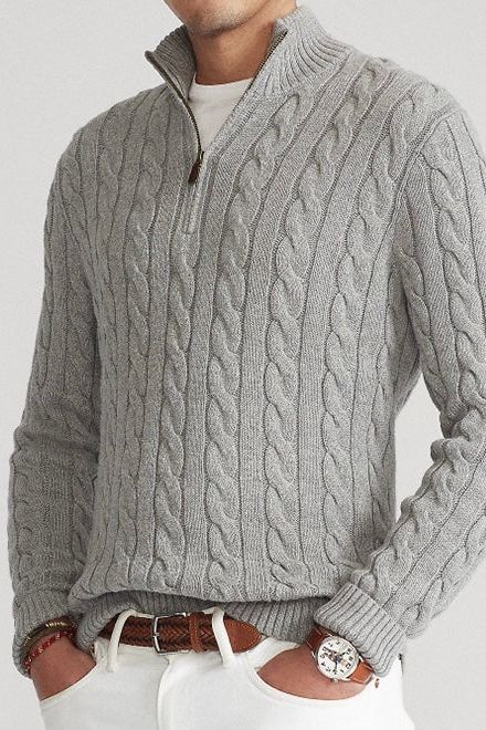 TAEBAEK Zipped Cable Sweater