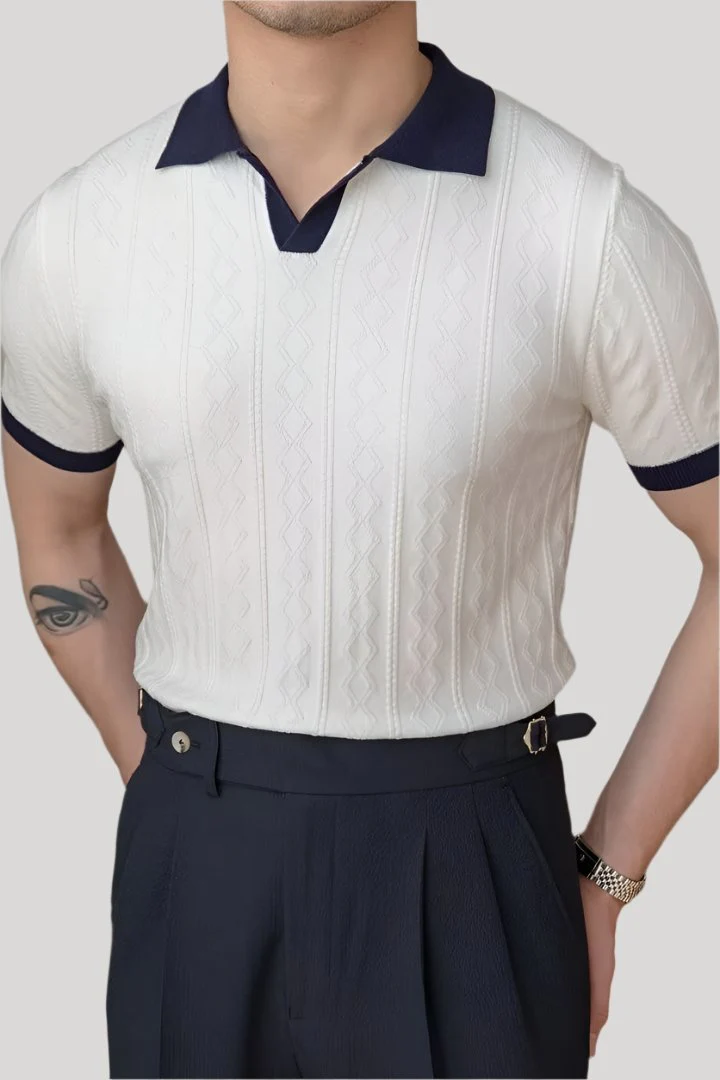 SOKCHO Cable Knit Polo