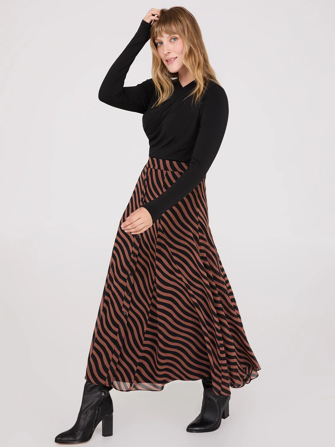 Ruched Drape Neck Top