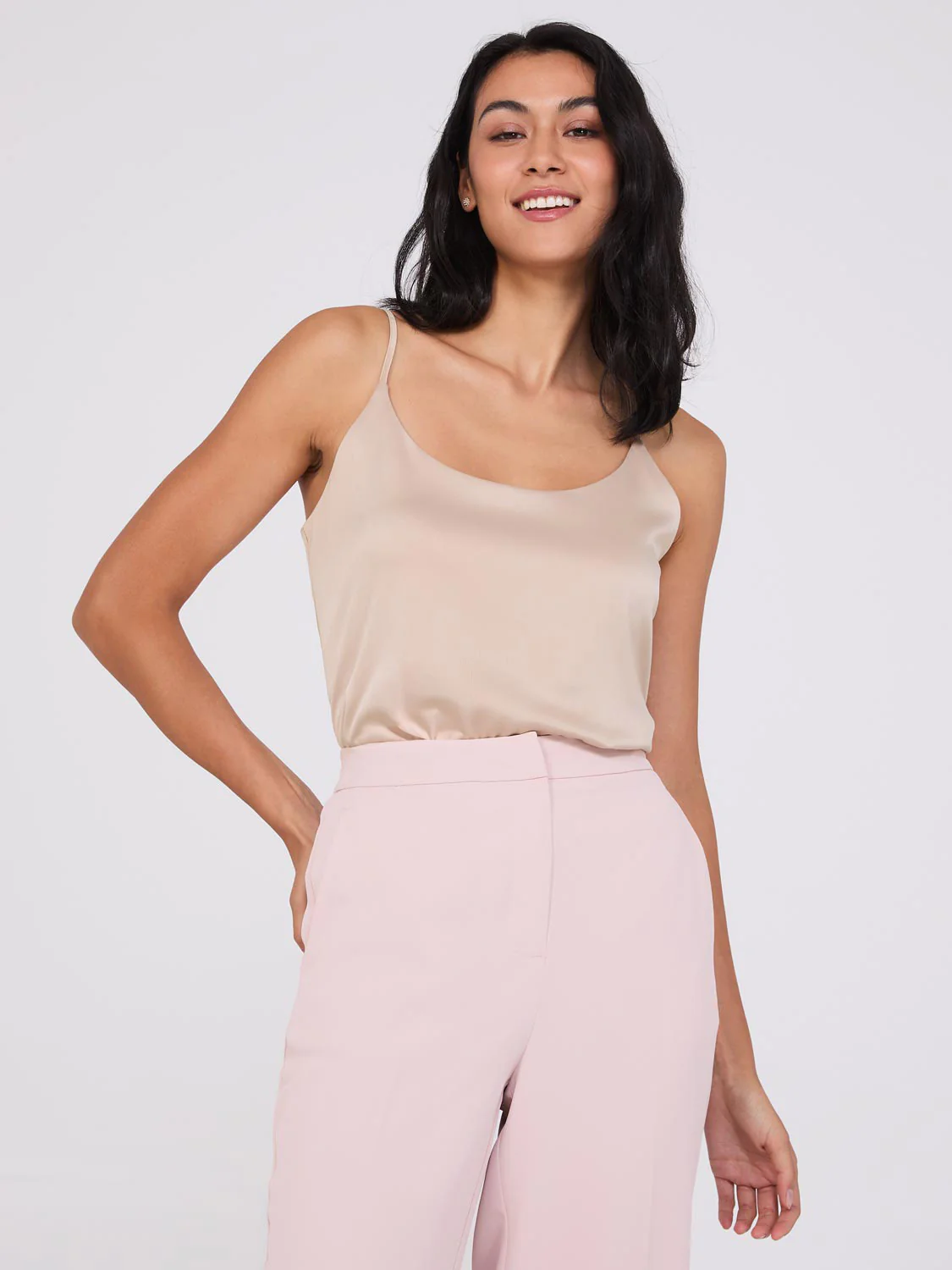 Satin Scoop Neck Tank Top