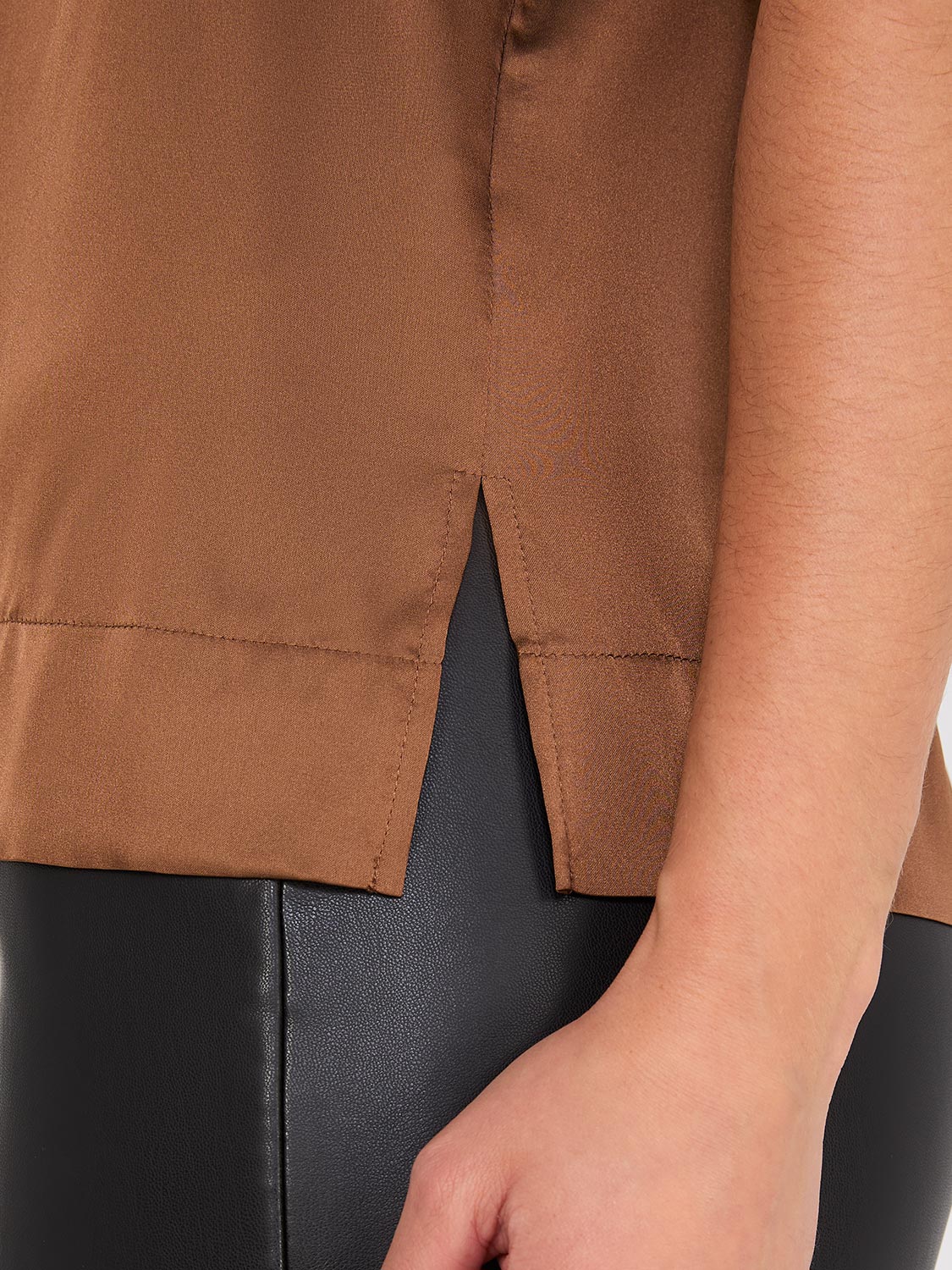 Sleeveless Satin Top With Button Details