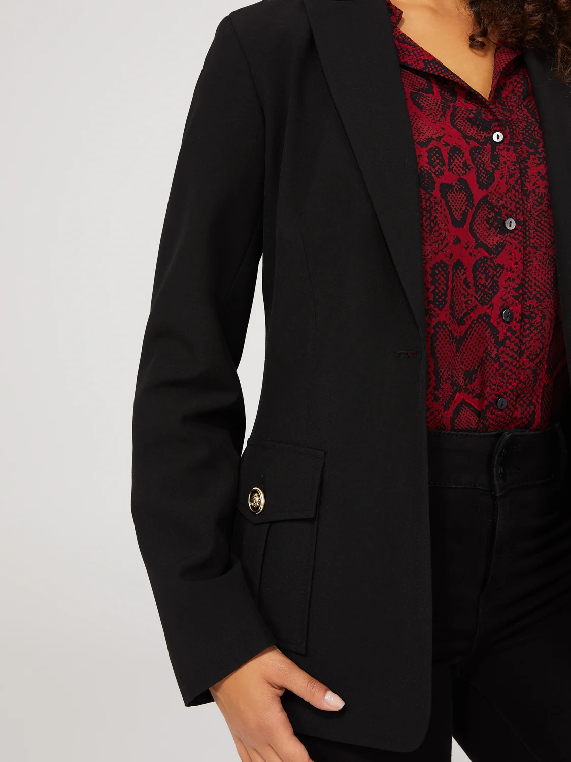 One-Button Blazer With Cargo Pockets