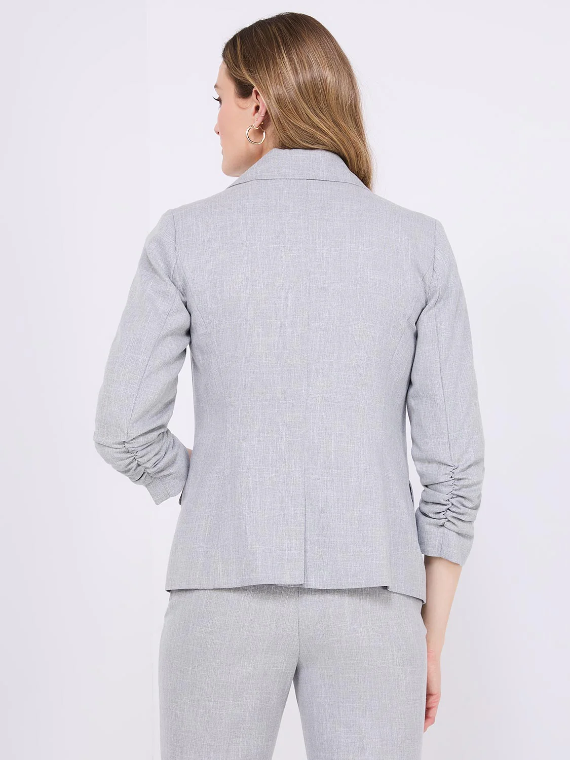 One-Button Ruched Sleeve Blazer