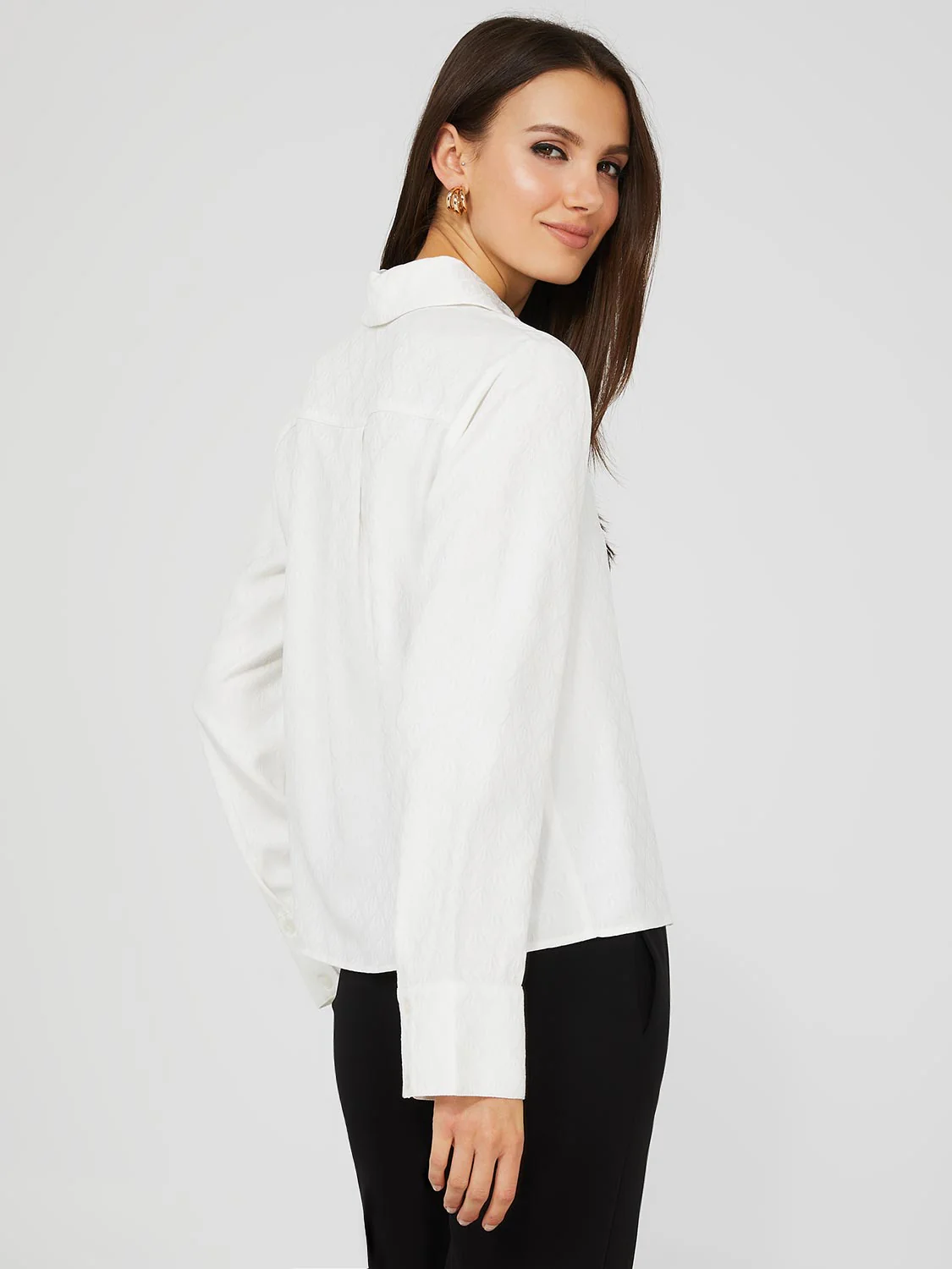 Button-Front Blouse With Wide Sleeves