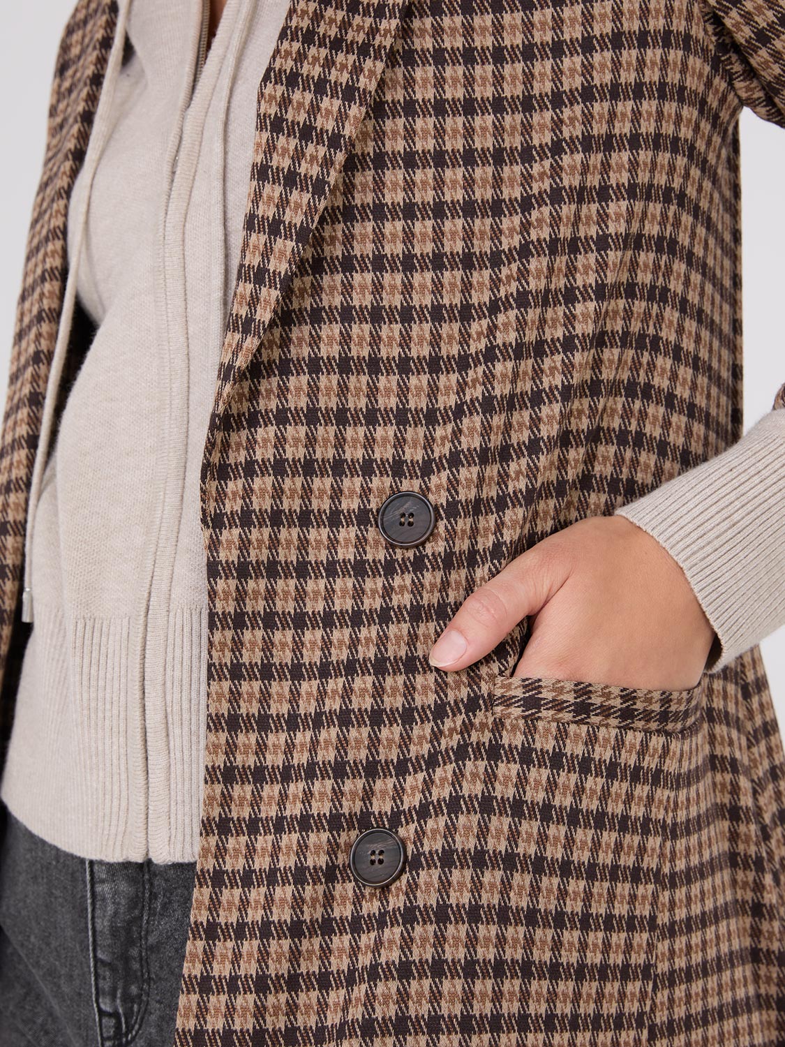 Houndstooth Button-Front Blazer