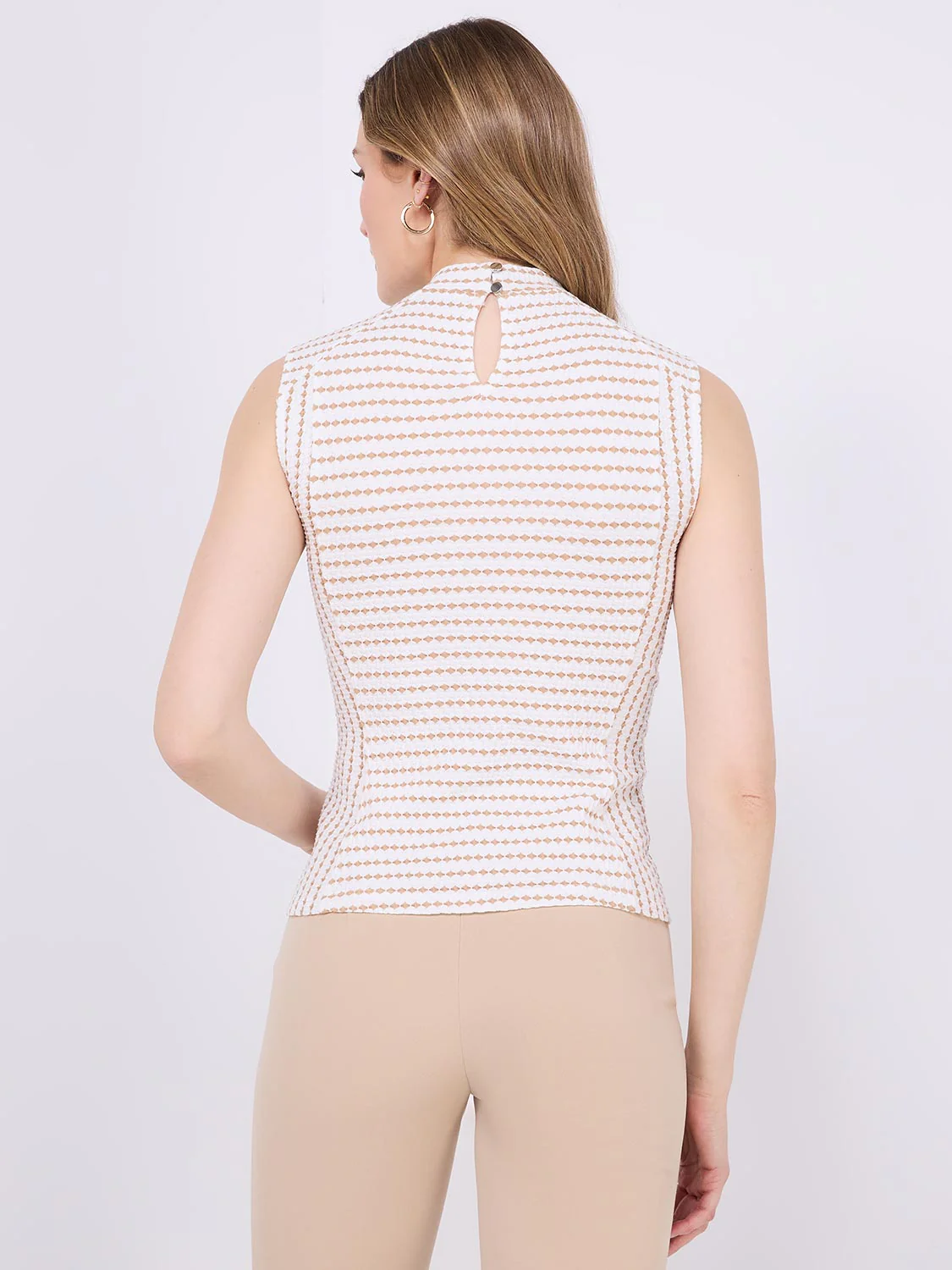 Textured Sleeveless Mock Neck Top