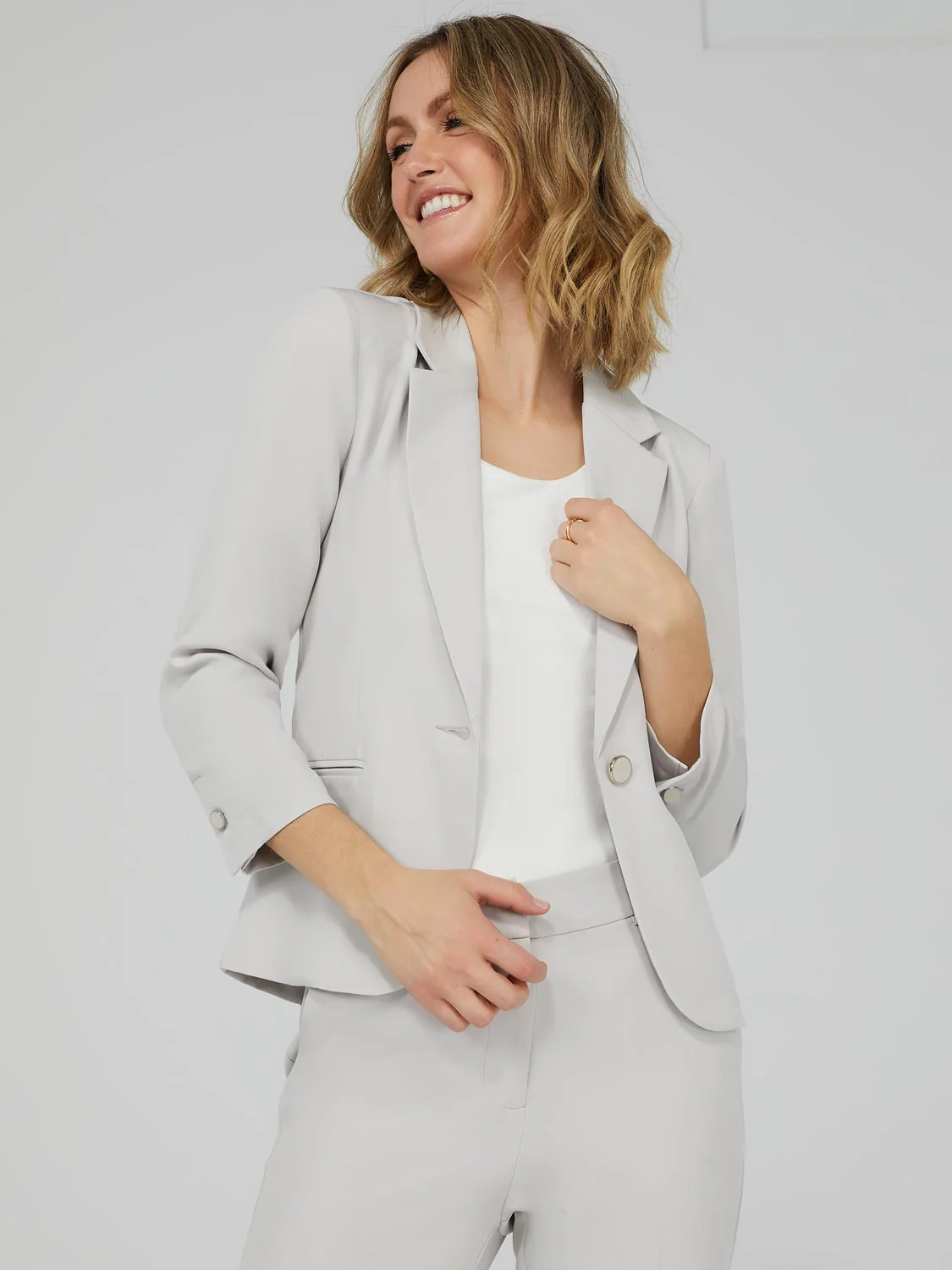 One-Button 3/4 Sleeve Blazer