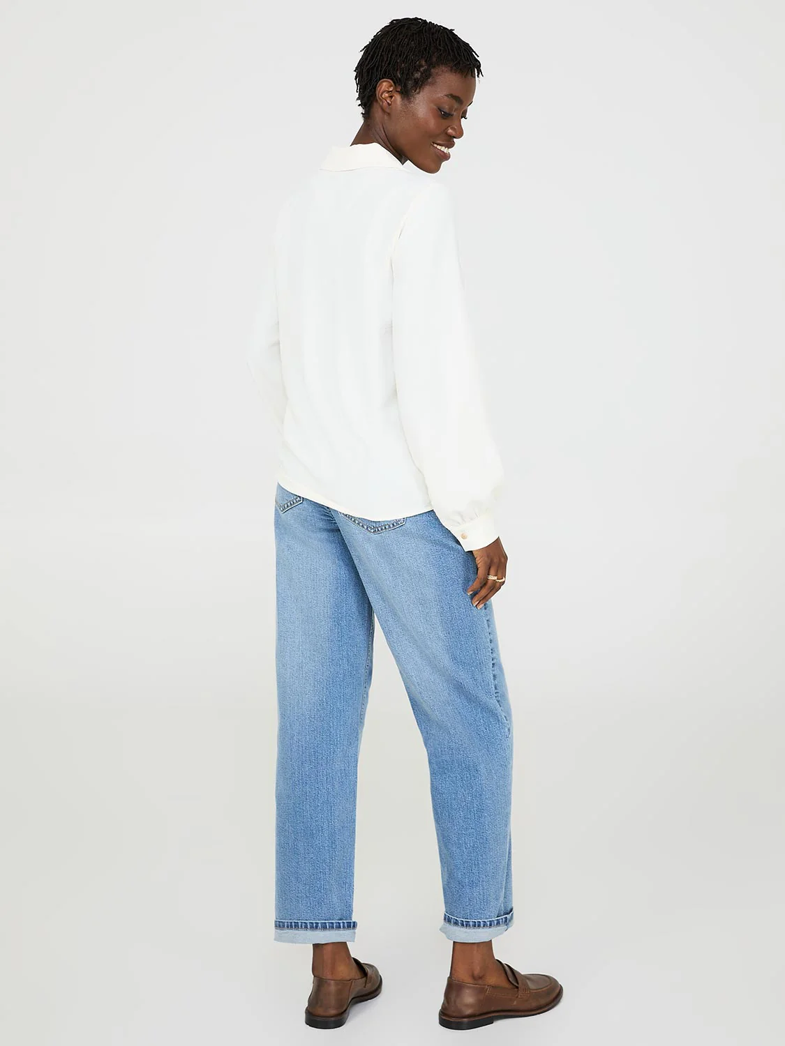 Textured Johnny Collar Popover Blouse