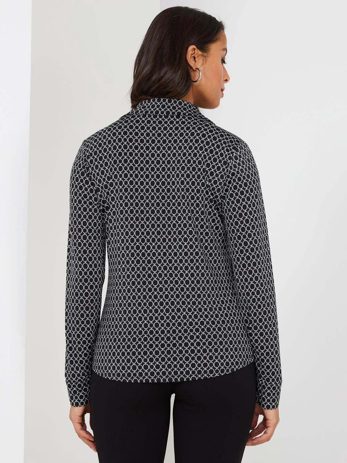 Geometric Print Button-Front Blouse