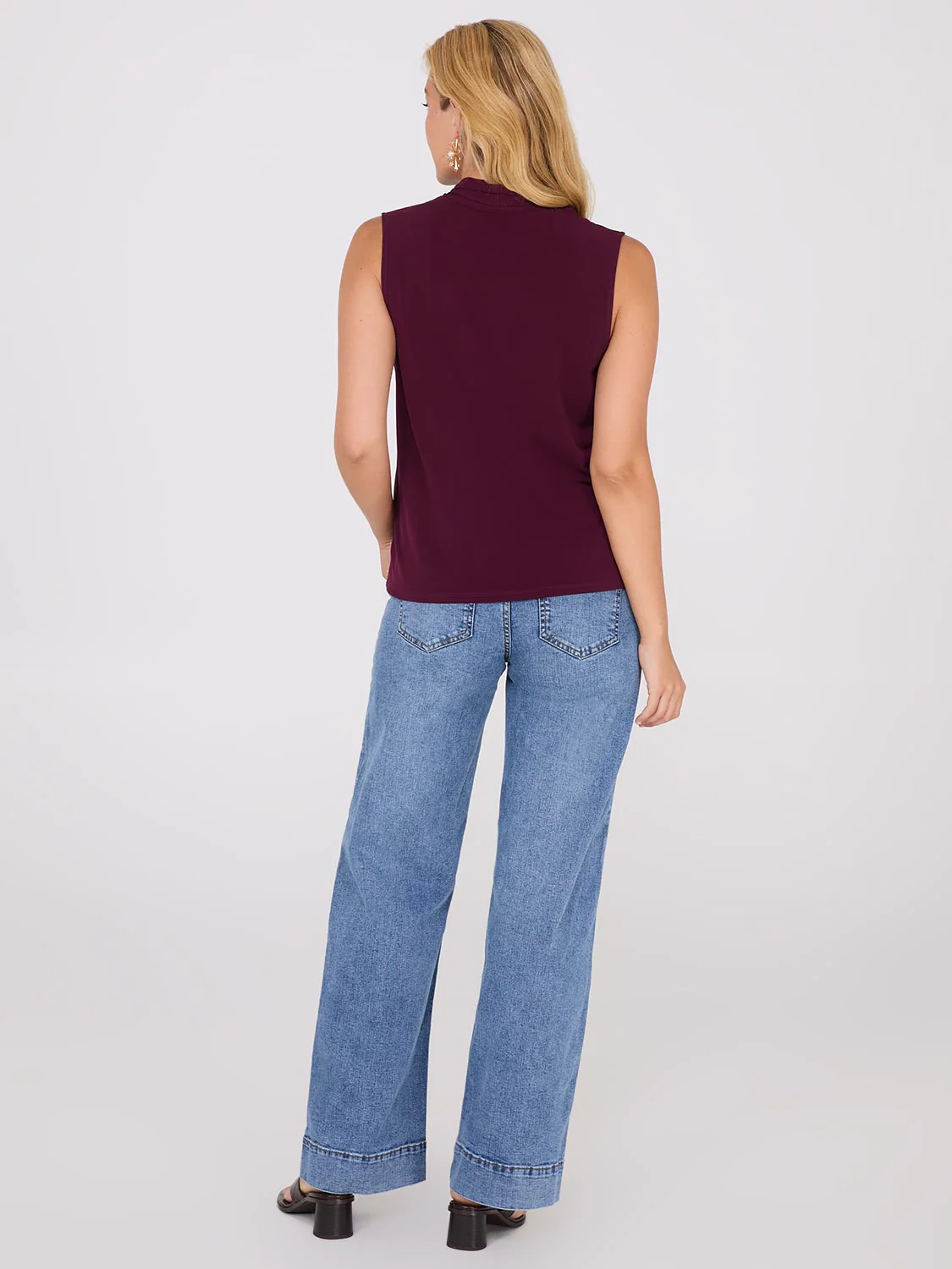 Sleeveless Pleated V-Neck Top