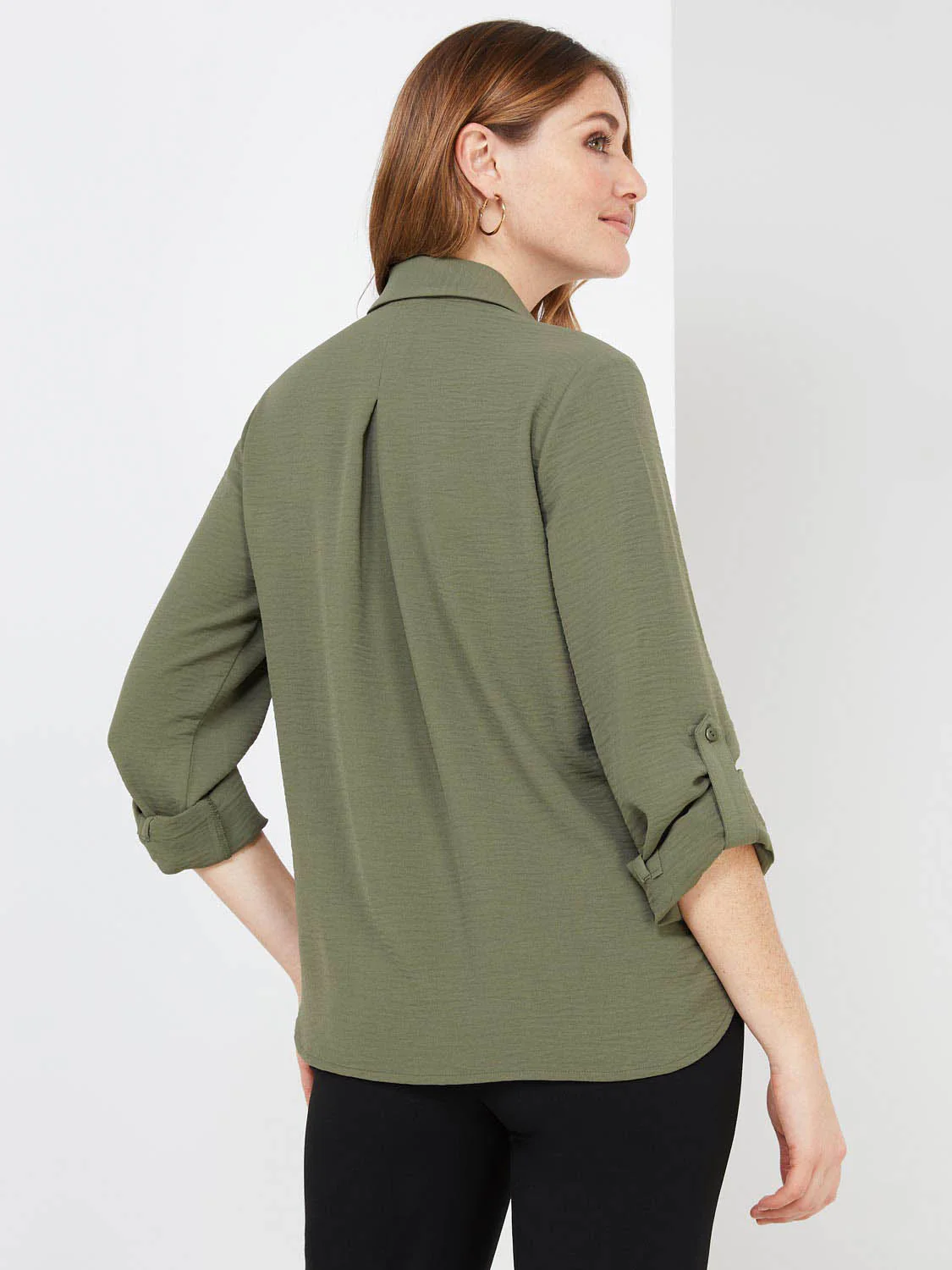 Textured Button-Front Blouse