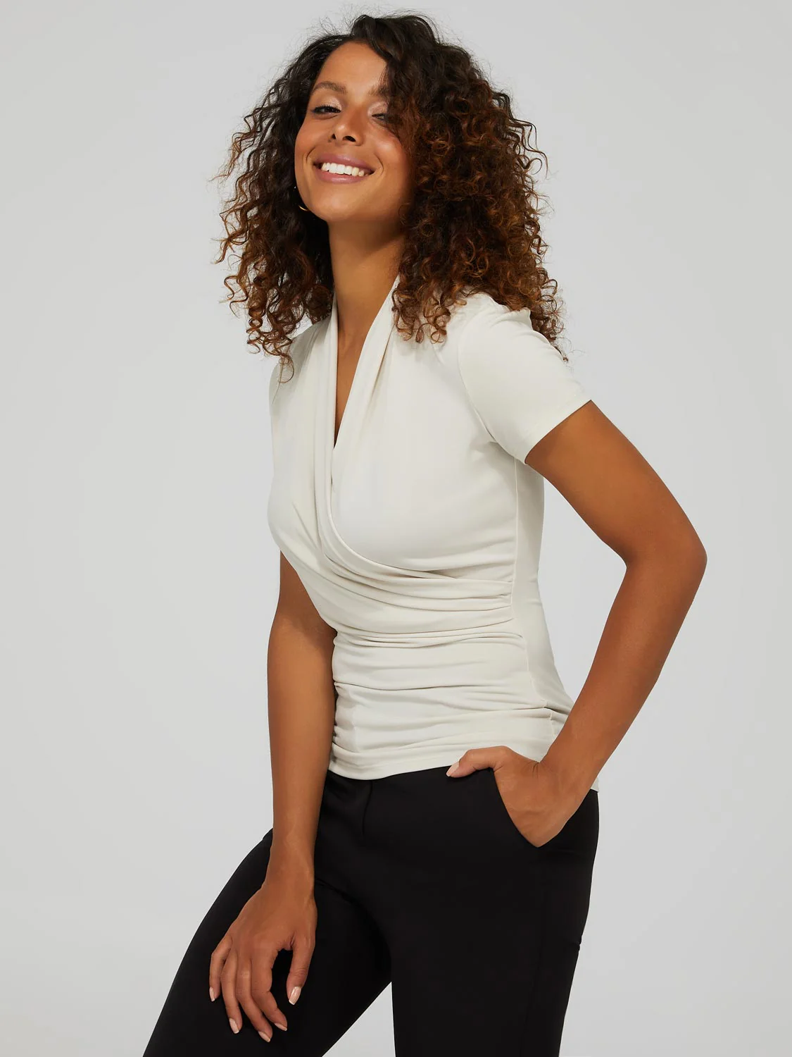 Short Sleeve Crossover Front Top