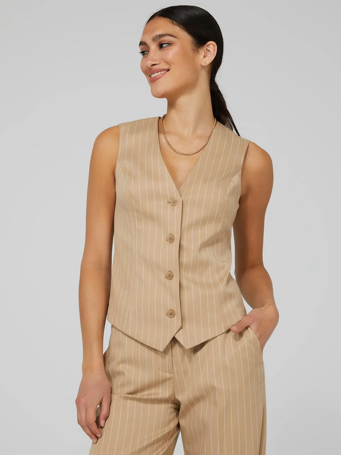 Pinstripe Sleeveless Vest