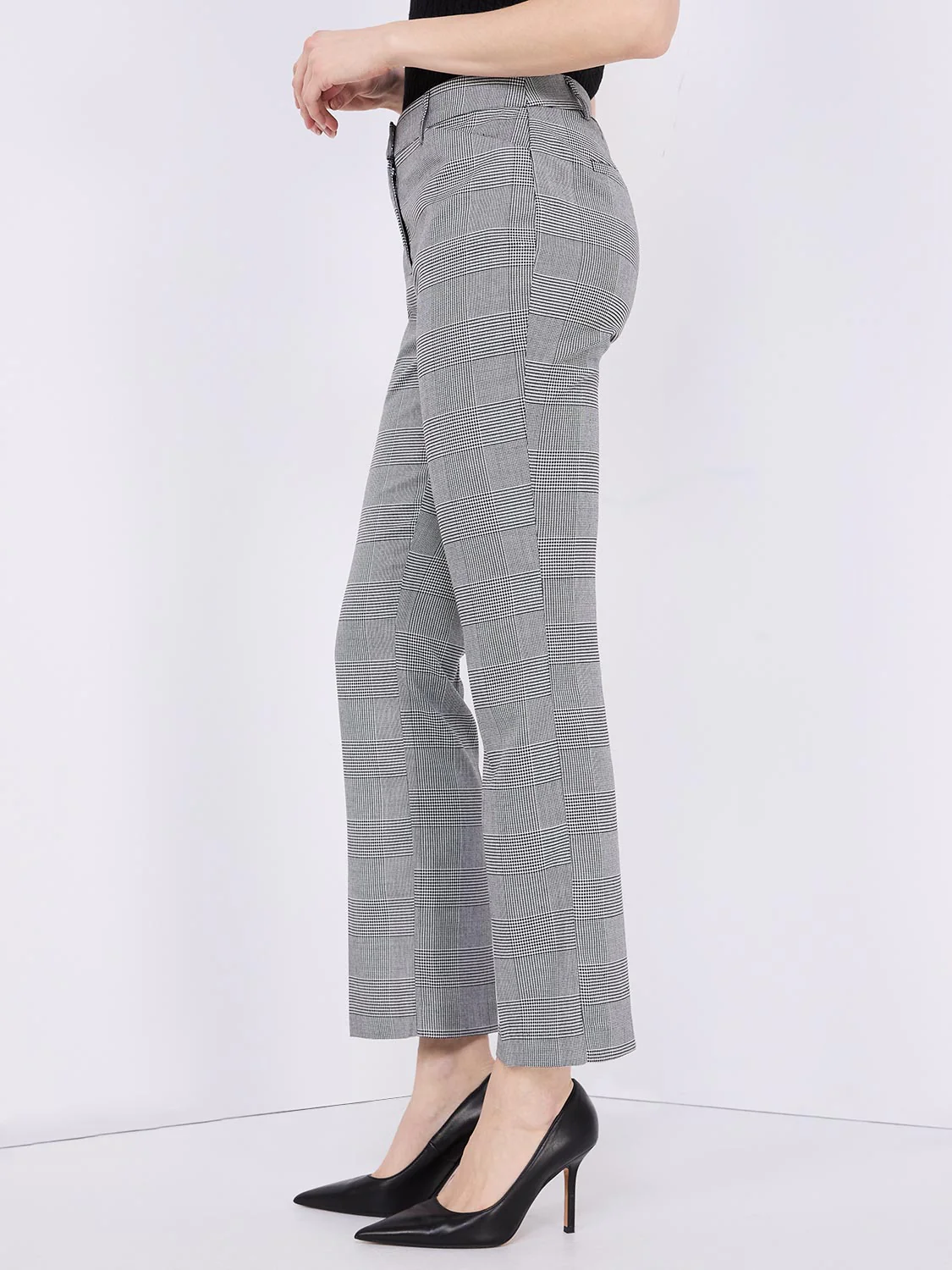 Plaid Straight-Leg Pants