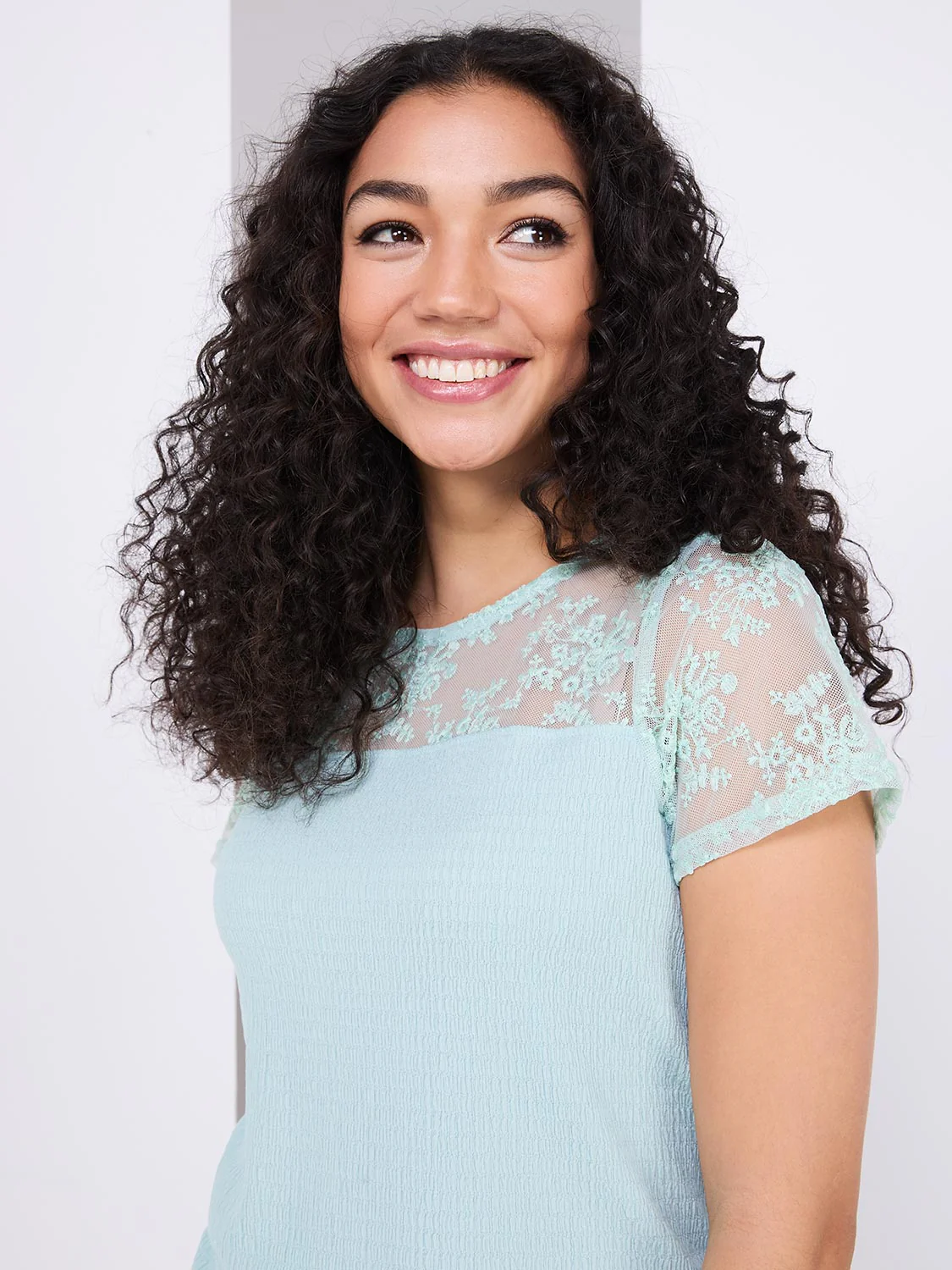 Floral Embroidered Mesh Short Sleeve Top