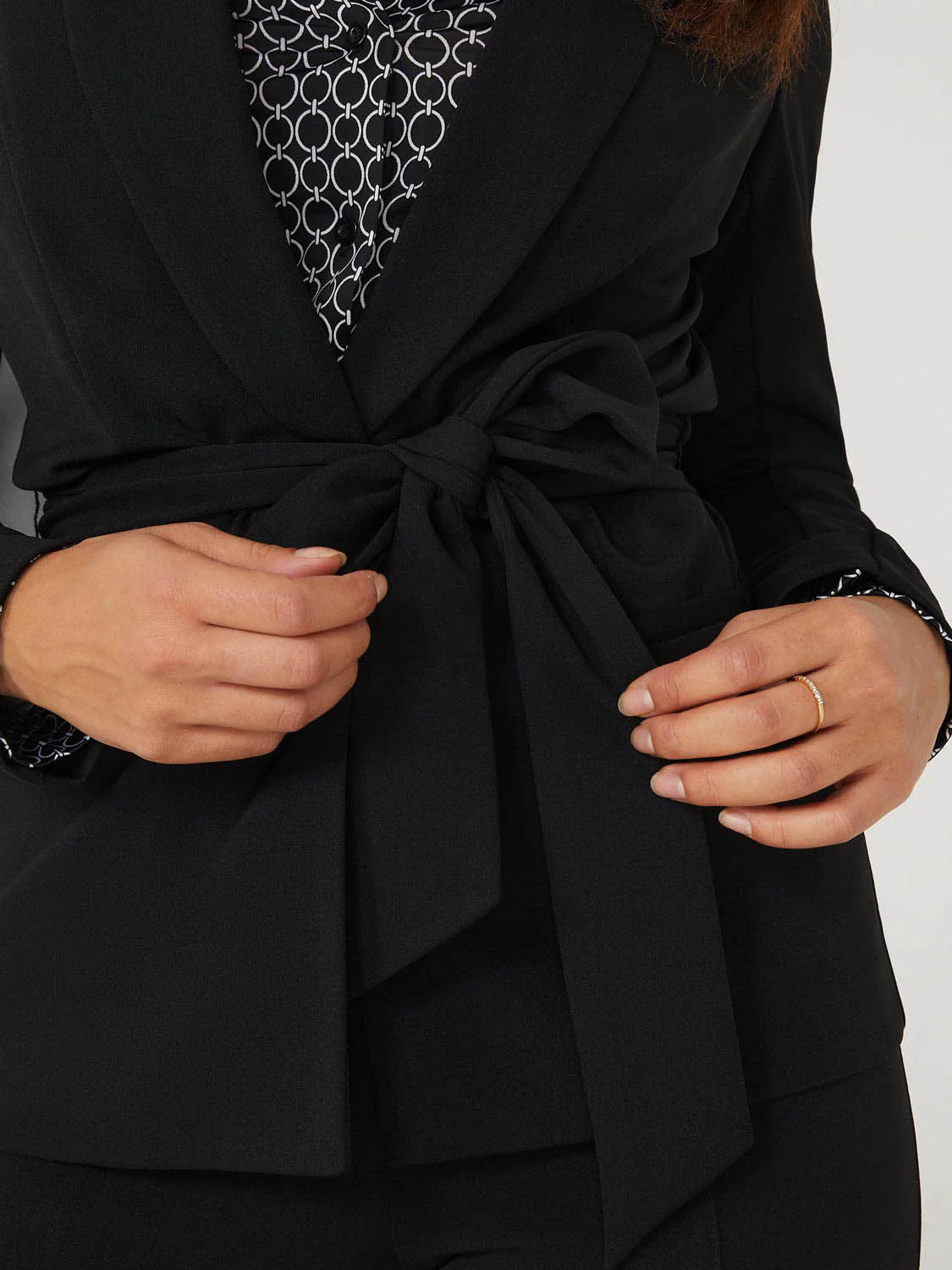 Sash Front Crepe Blazer