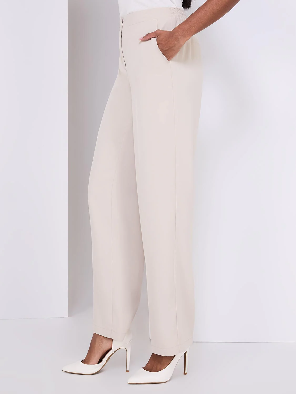 Wide Leg Pull-On Trousers