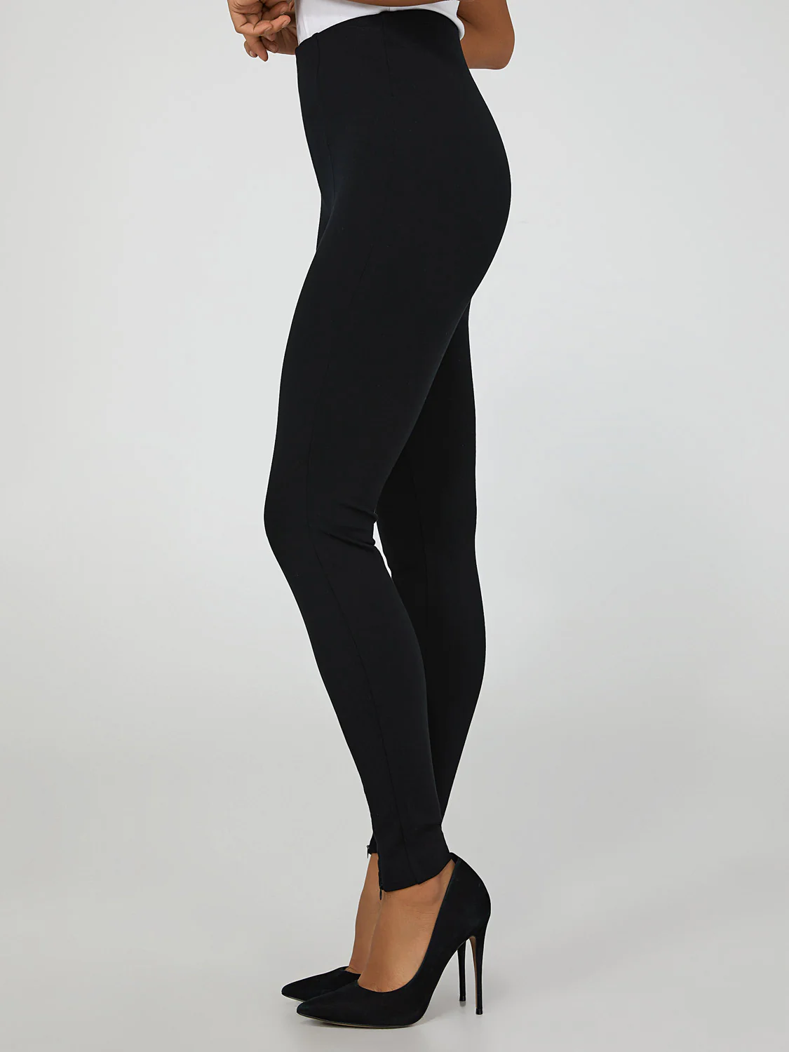 Zipper Detail High-Waisted Pull-On Pants