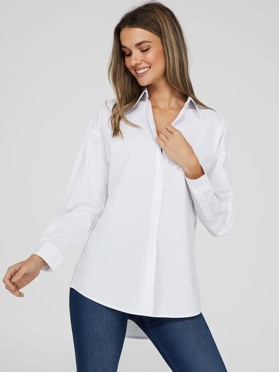Oversized Long Sleeved Button Down Blouse
