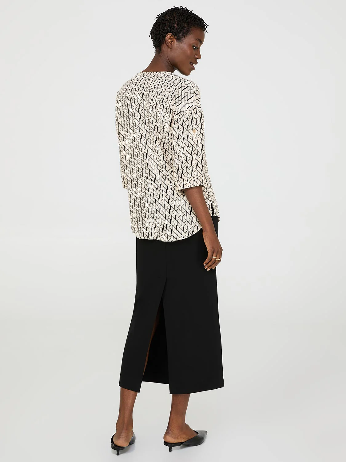 Zip Front V-Neck Top