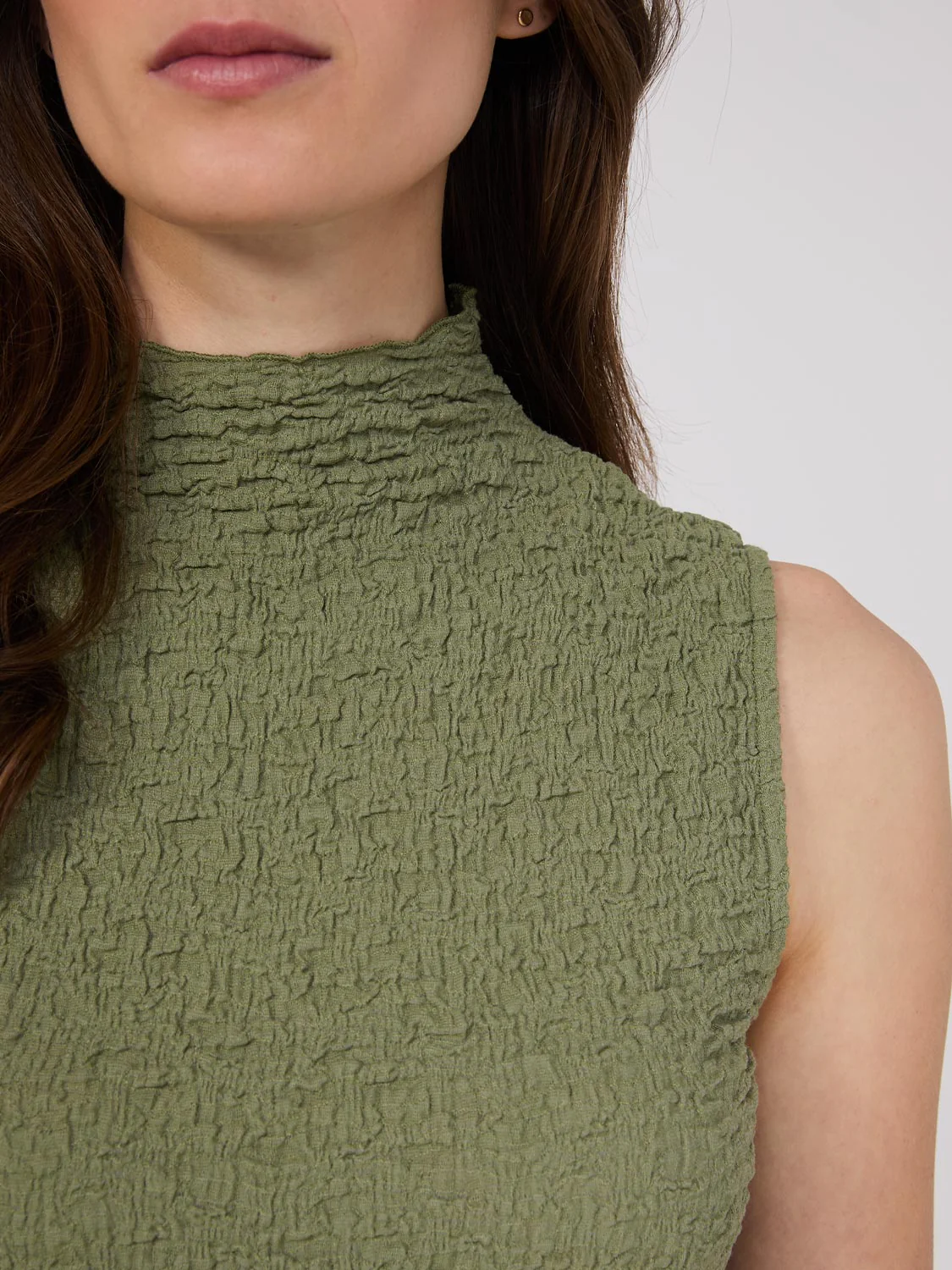 Sleeveless Textured Mock Neck Top