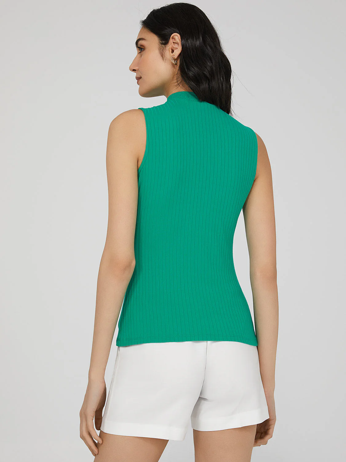Sleeveless Ribbed Mock Neck Top