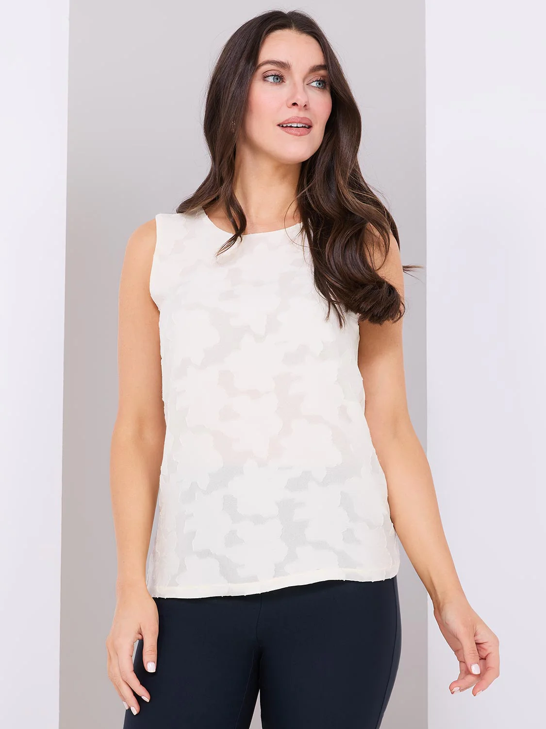 Sleeveless Floral Burnout Chiffon Top