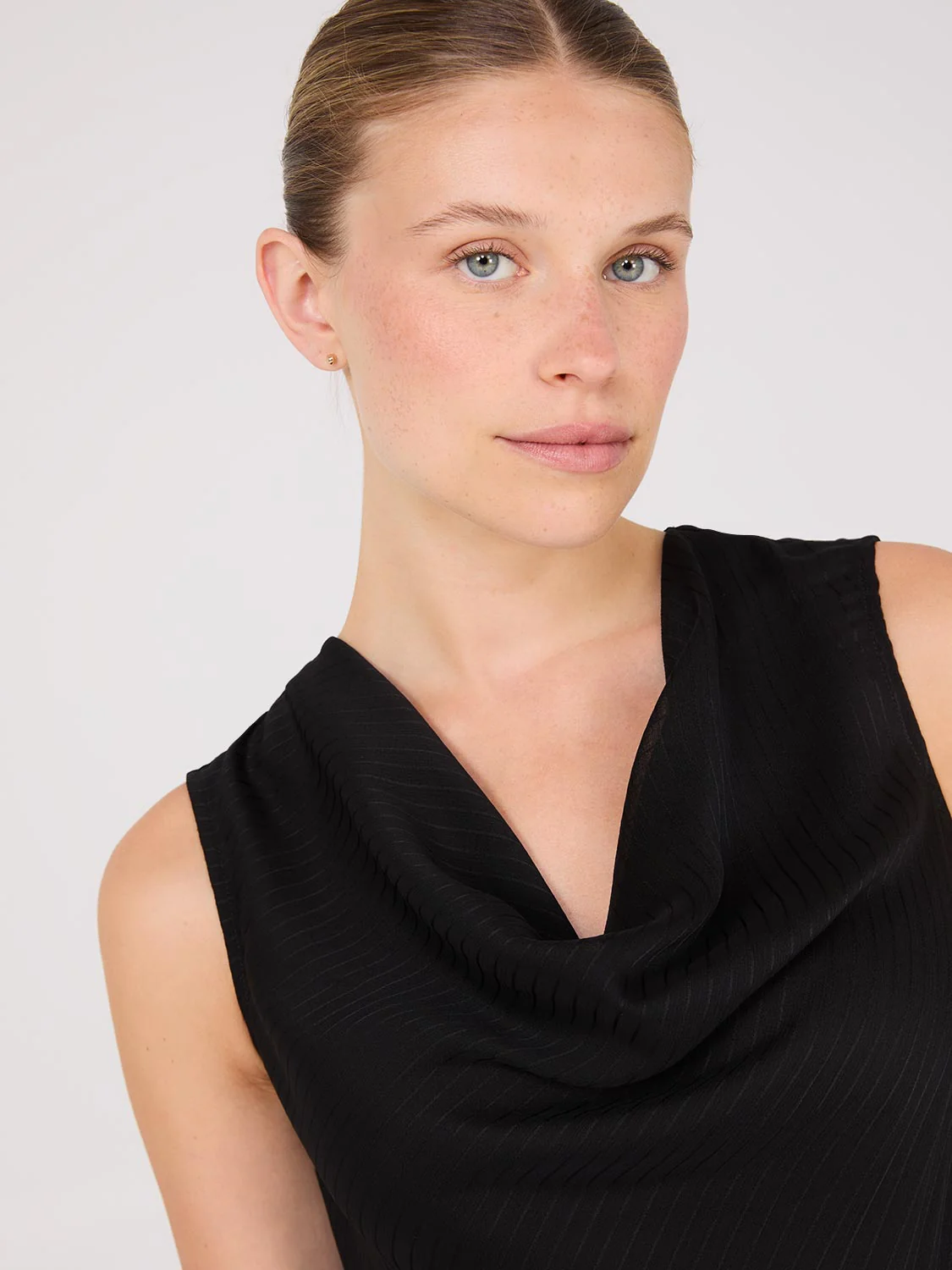 Sleeveless Textured Cowl Neck Top