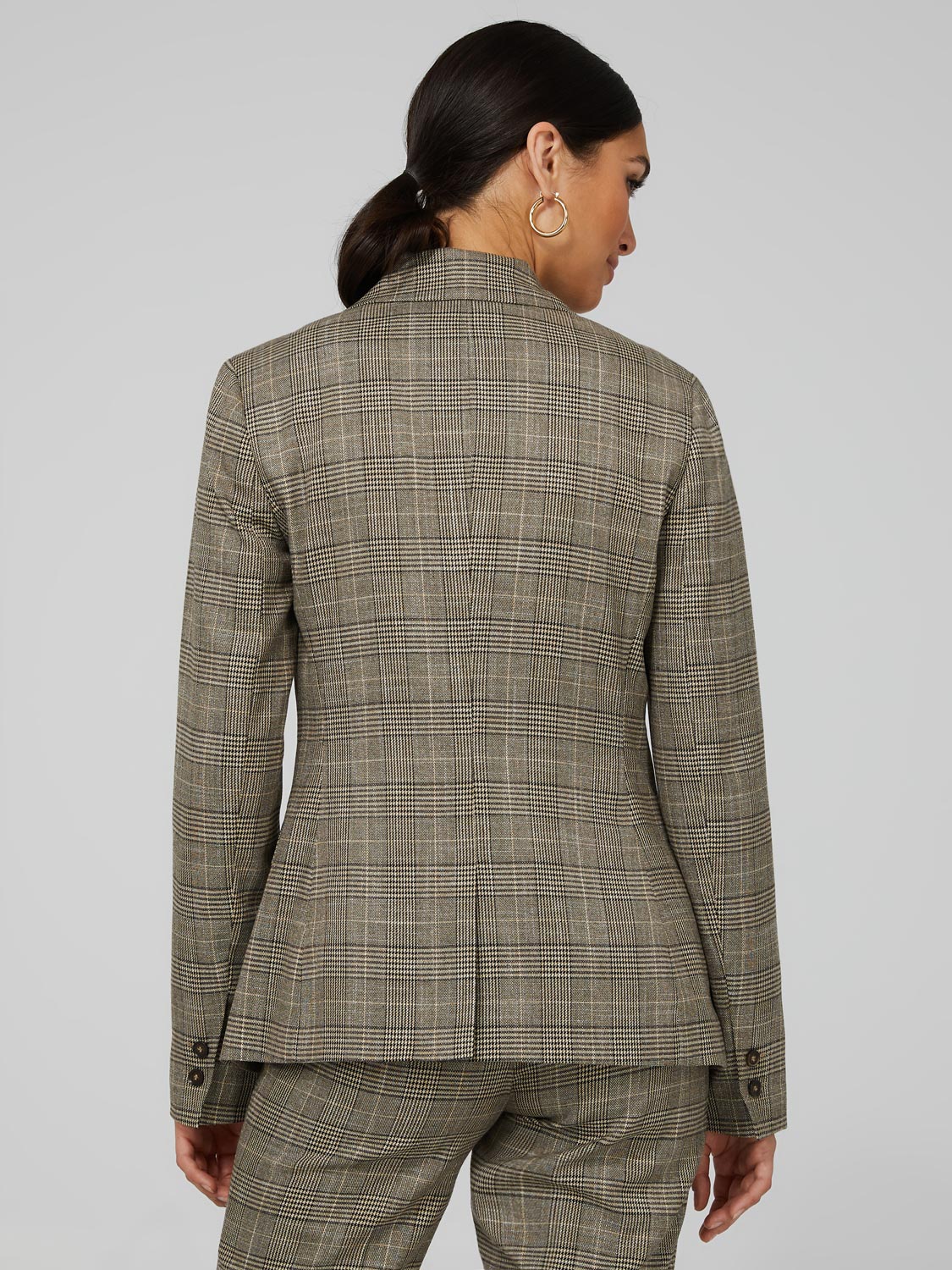Plaid 2-Button Blazer