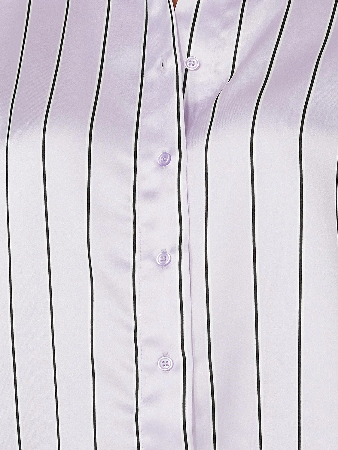 Waisted Striped Satin Button-Front Blouse