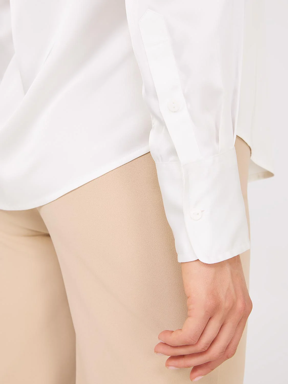 Satin Button-Front Blouse