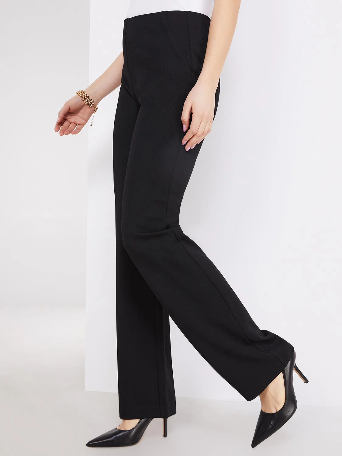 Textured Straight Leg Pull-On Pants