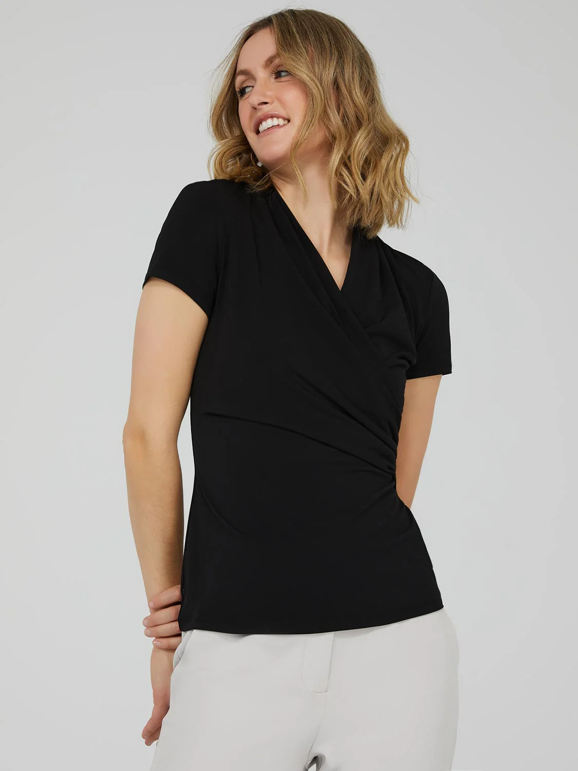 Short Sleeve Crossover Front Top