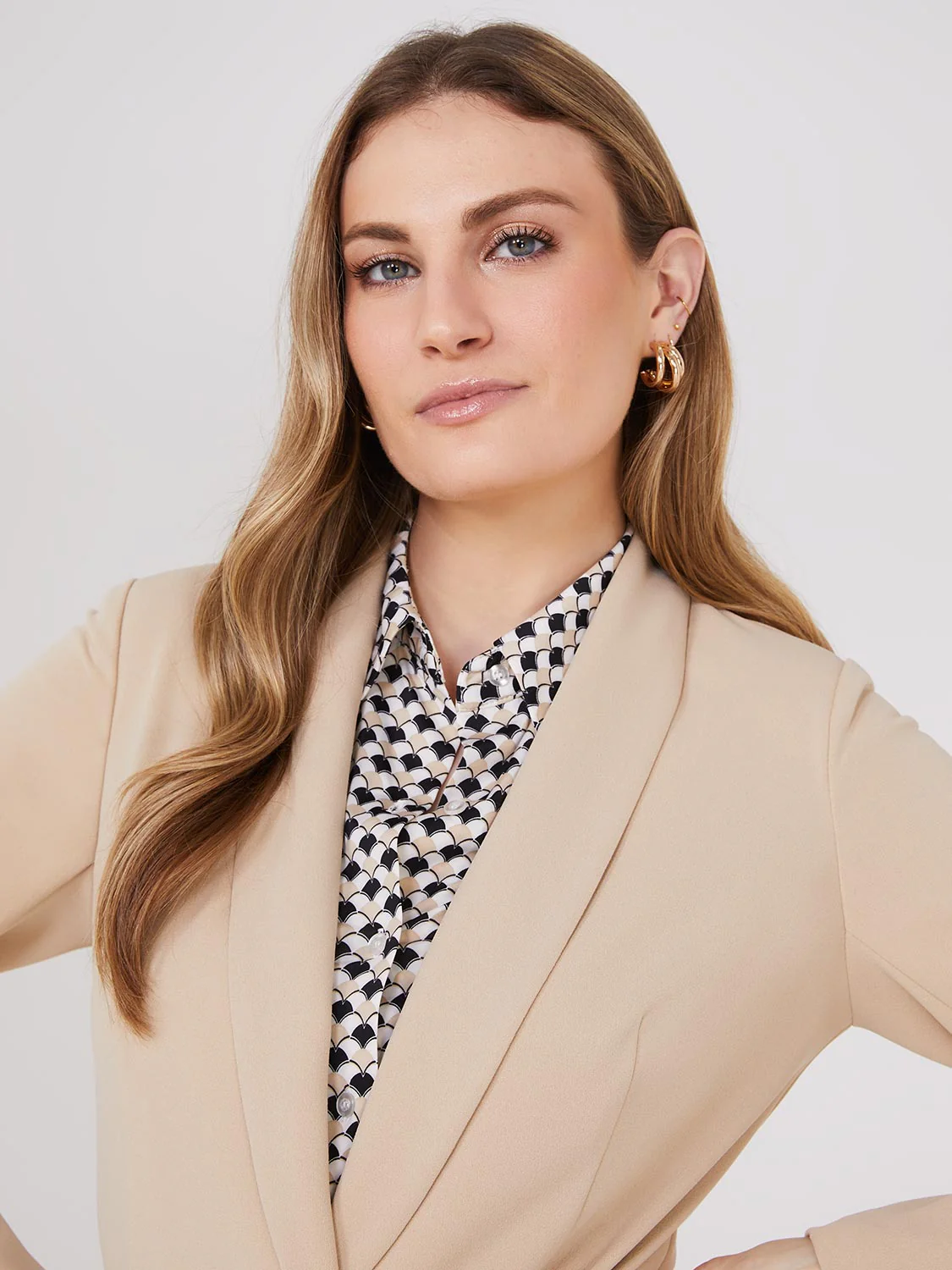 Sash Front Crepe Blazer