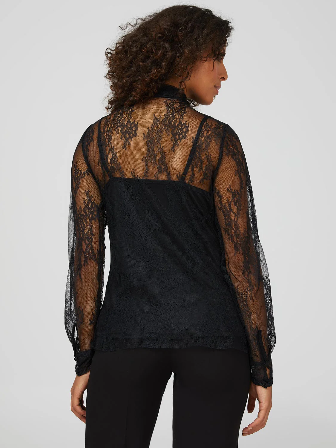 Floral Lace Bow Blouse With Cami