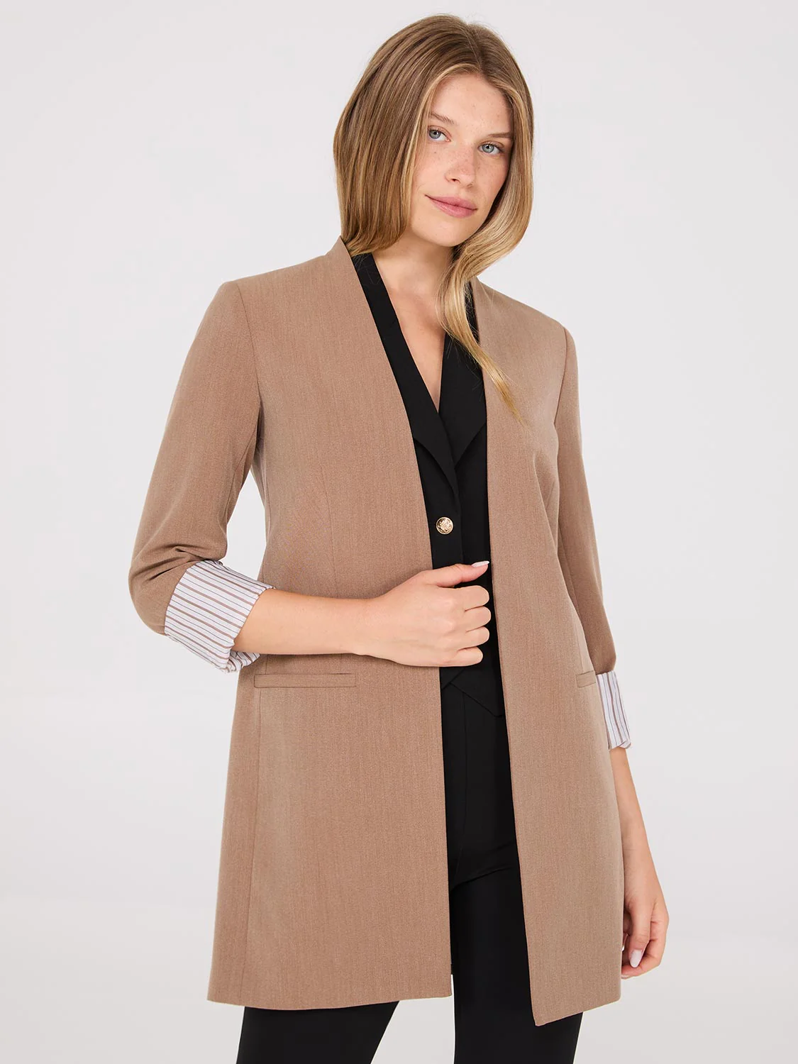 Collarless Open Blazer