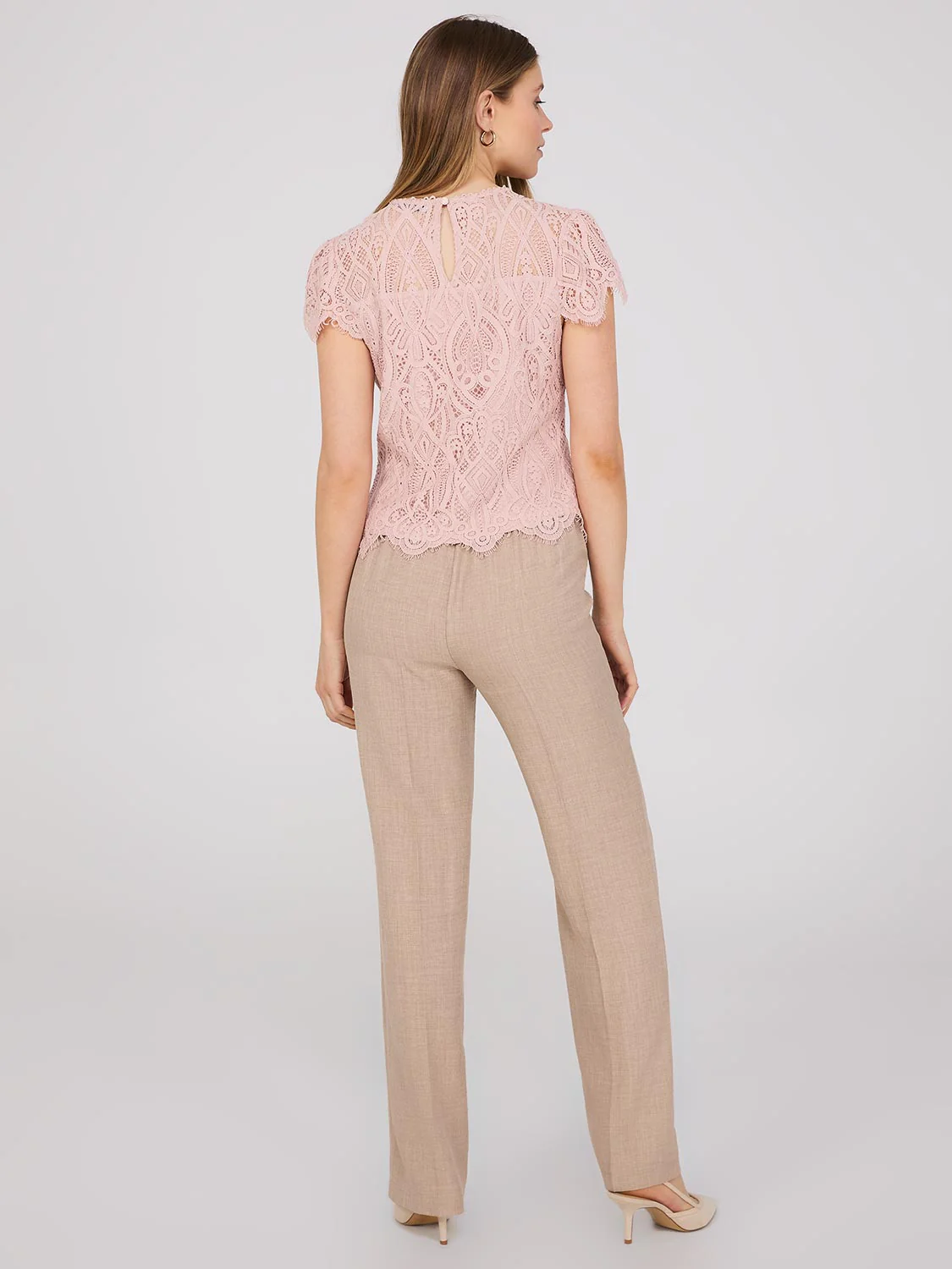 Sweetheart Neckline Top With Scallop Details