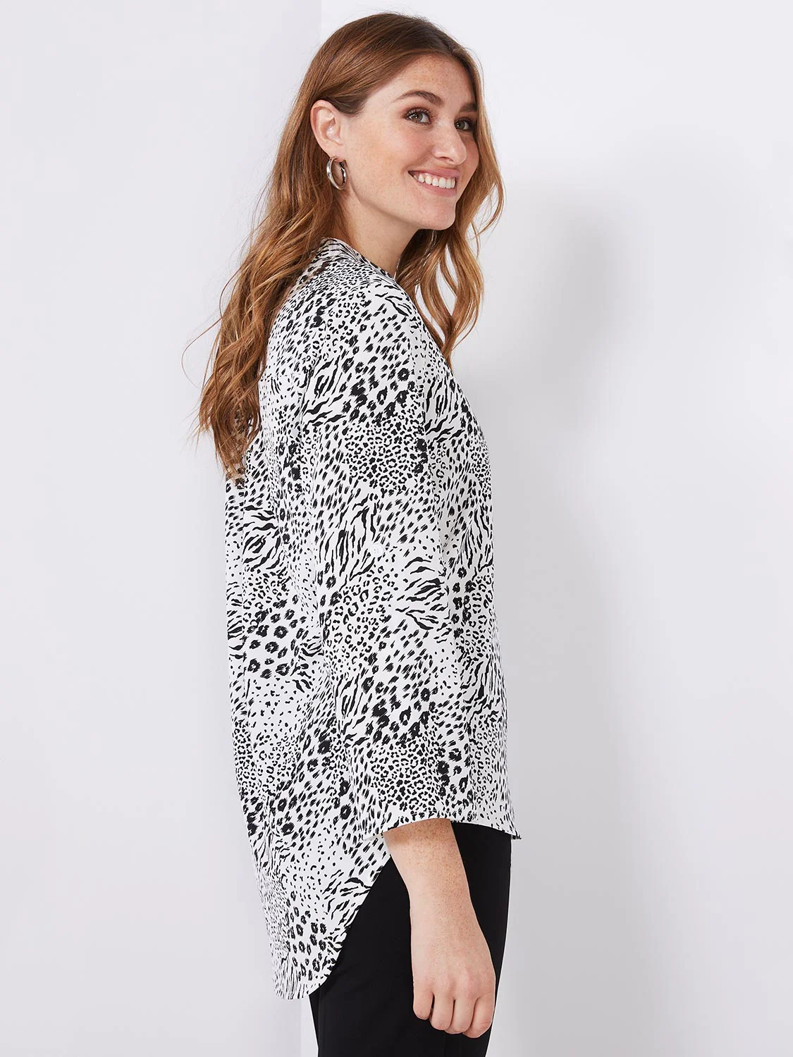 Printed Split Neck Blouse