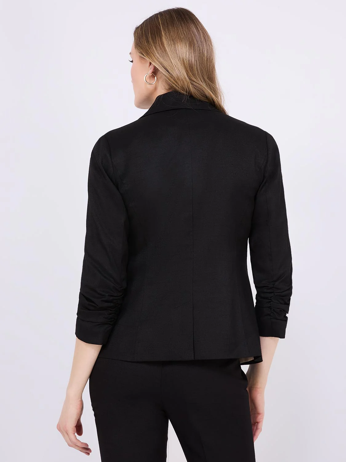 One-Button Ruched Sleeve Blazer